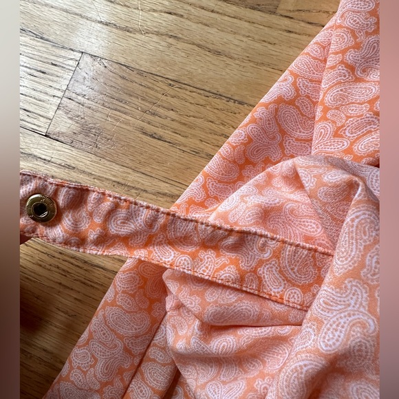 Michael Michael Kors women’s orange zippered pocket roll tab sleeves paisley - Picture 4 of 8